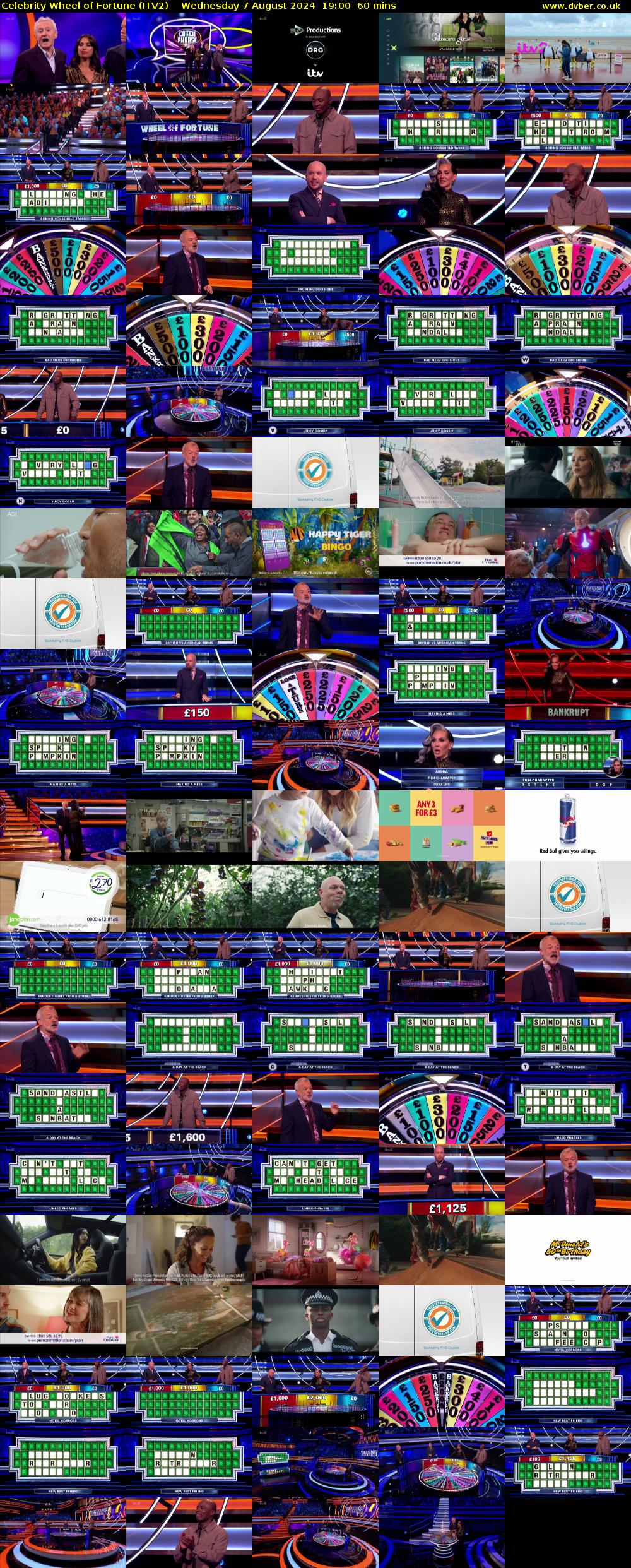 Celebrity Wheel of Fortune (ITV2) Wednesday 7 August 2024 19:00 - 20:00