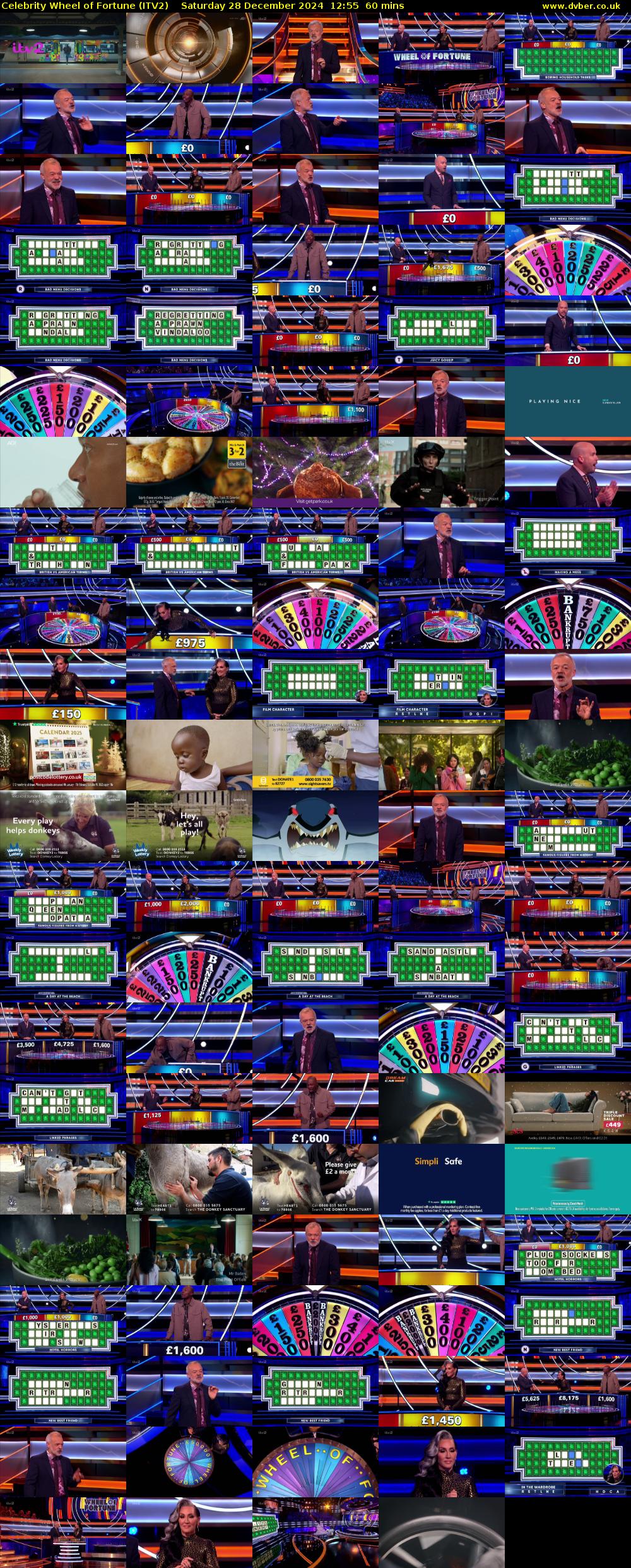 Celebrity Wheel of Fortune (ITV2) Saturday 28 December 2024 12:55 - 13:55