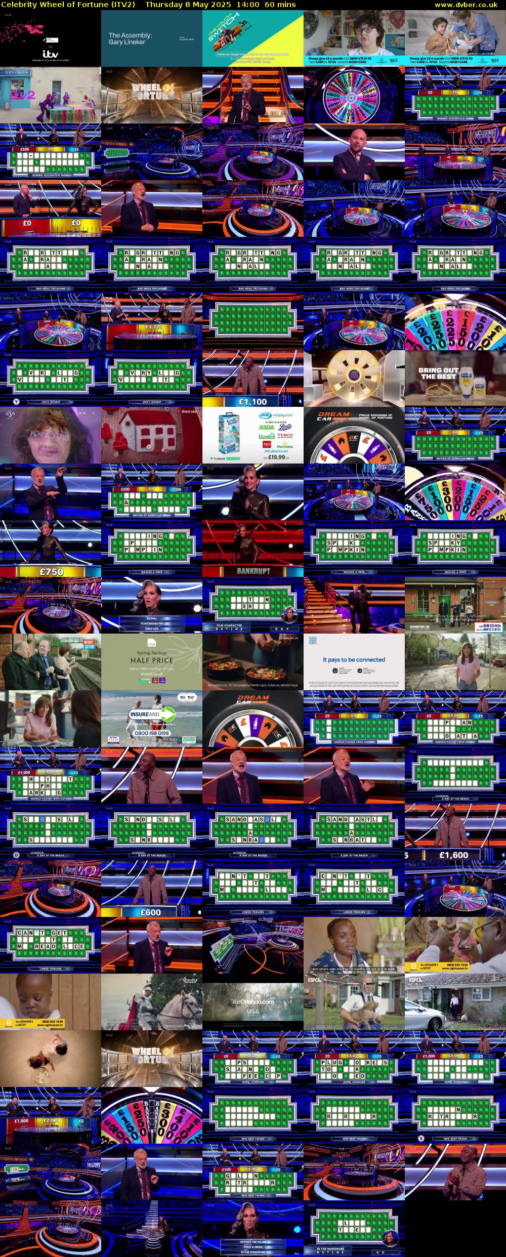 Celebrity Wheel of Fortune (ITV2) Thursday 8 May 2025 14:00 - 15:00