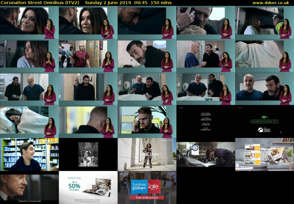 Coronation Street Omnibus (ITV2) Sunday 2 June 2019 09:45 - 12:15