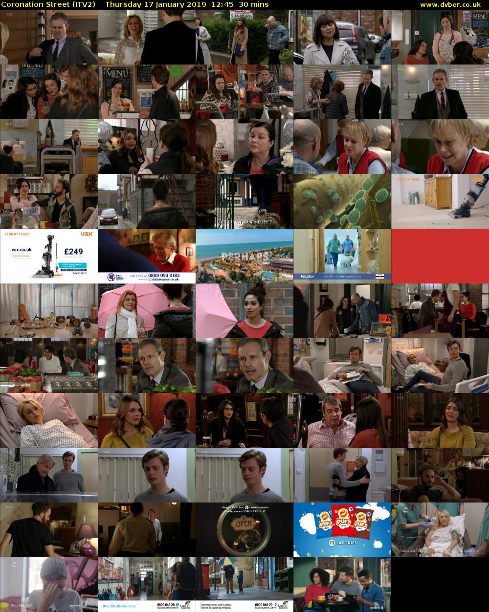 Coronation Street (ITV2) Thursday 17 January 2019 12:45 - 13:15