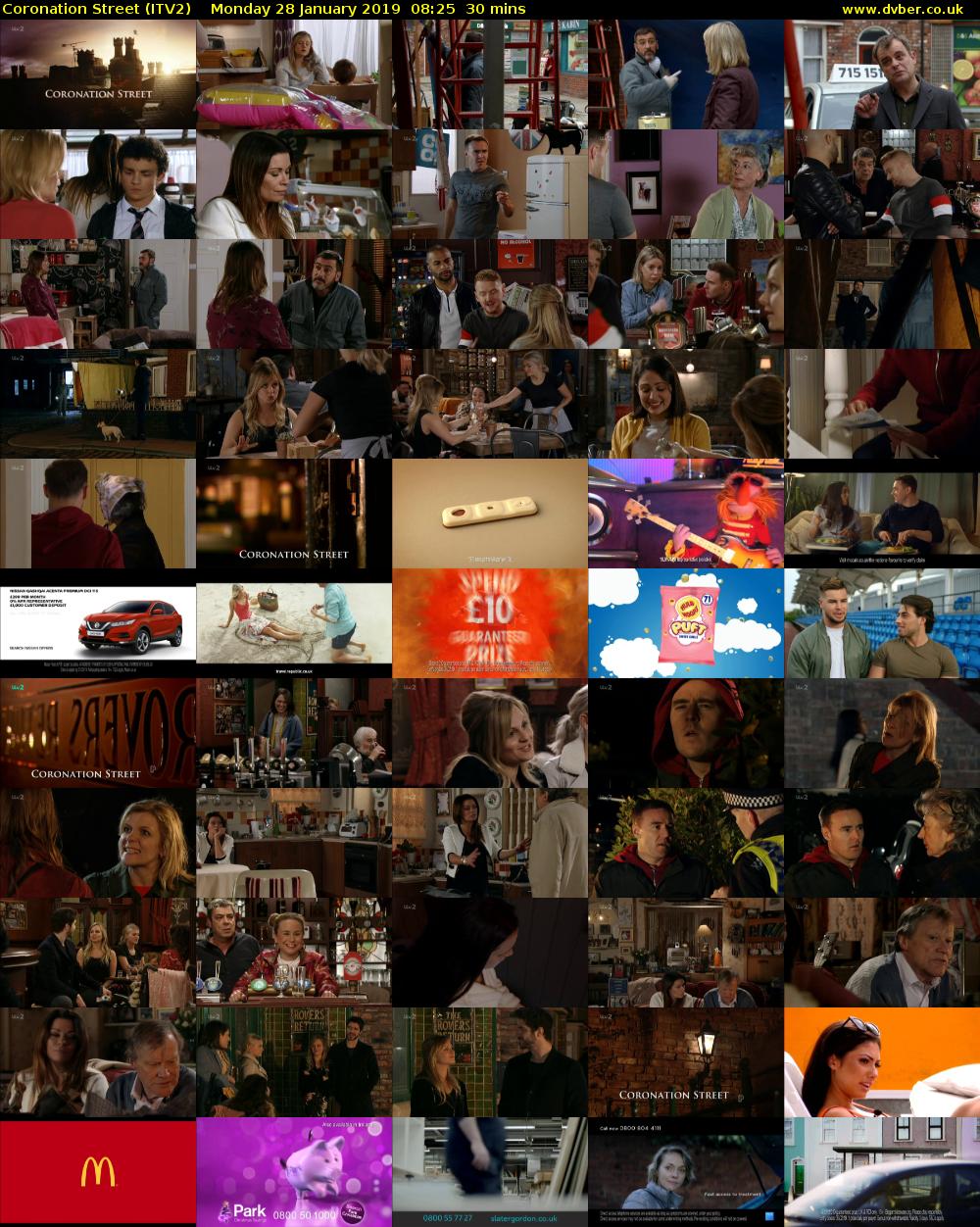 Coronation Street (ITV2) Monday 28 January 2019 08:25 - 08:55