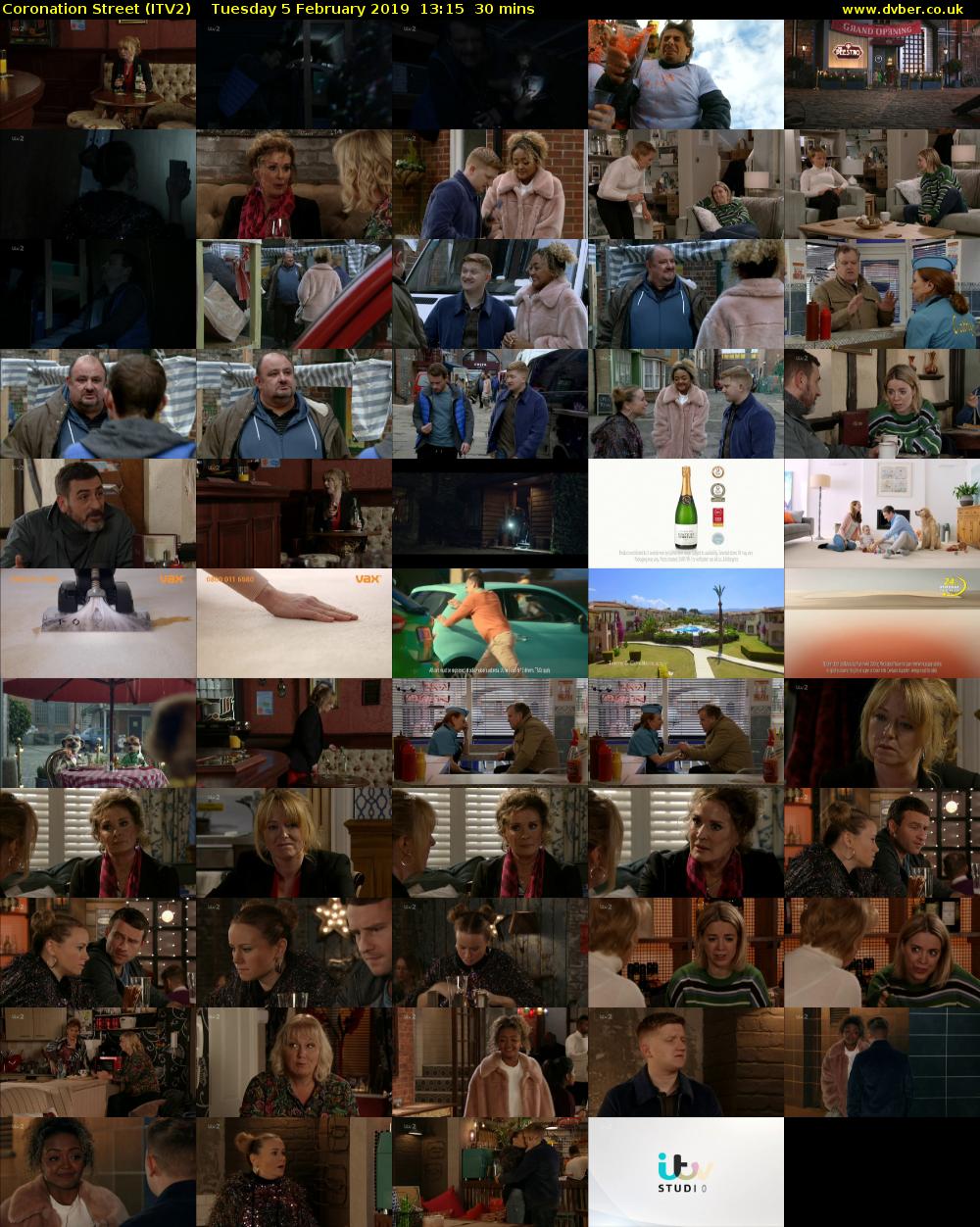 Coronation Street (ITV2) Tuesday 5 February 2019 13:15 - 13:45