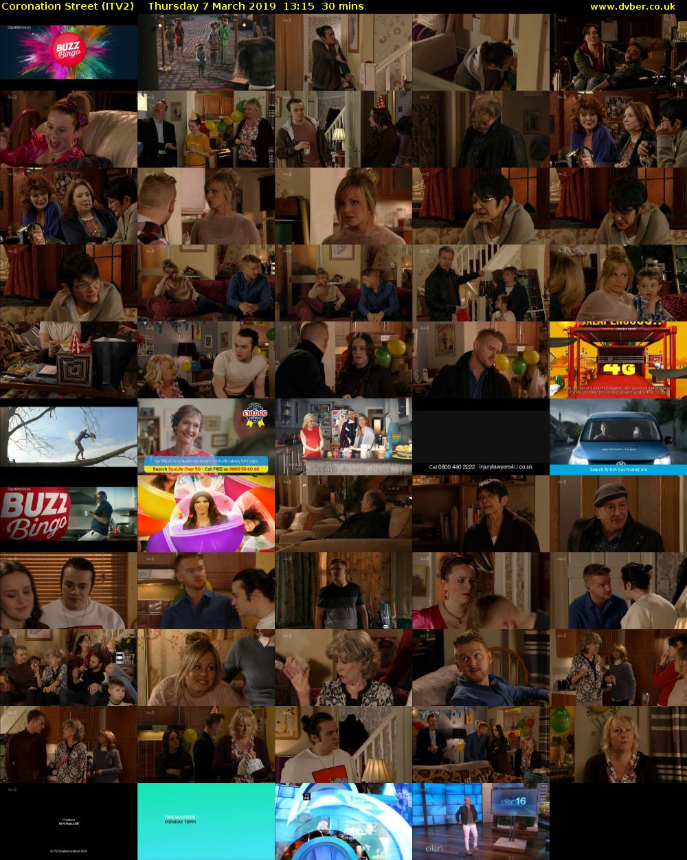 Coronation Street (ITV2) Thursday 7 March 2019 13:15 - 13:45