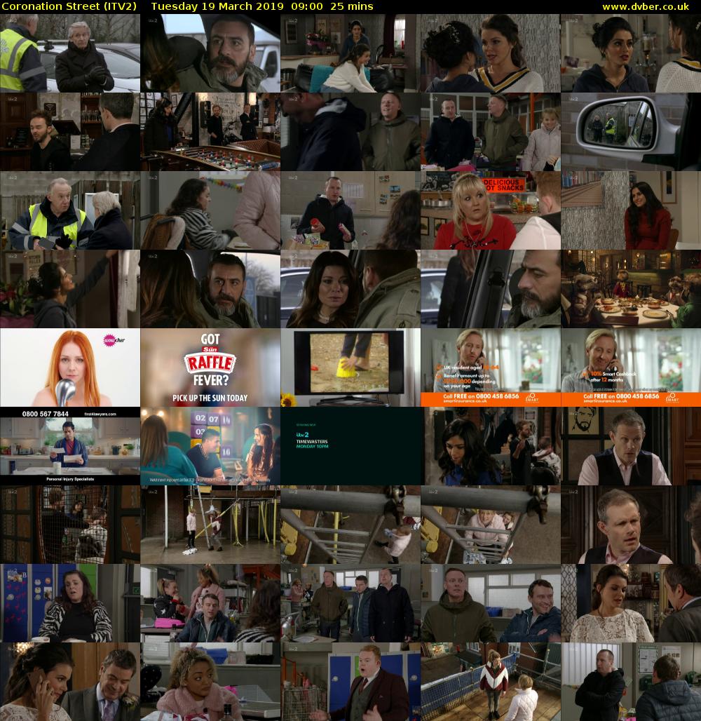 Coronation Street (ITV2) Tuesday 19 March 2019 09:00 - 09:25