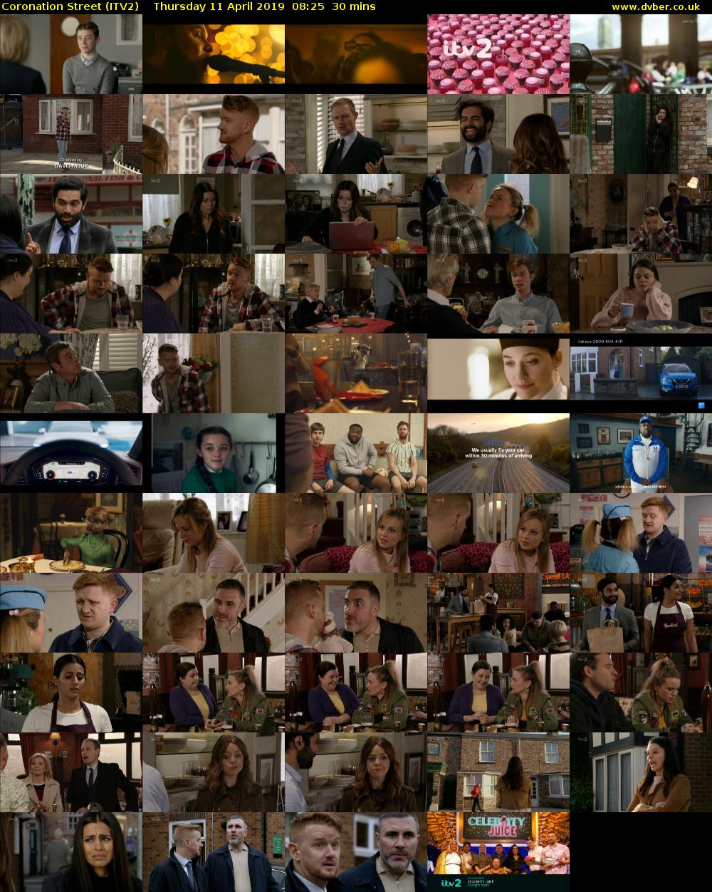 Coronation Street (ITV2) Thursday 11 April 2019 08:25 - 08:55