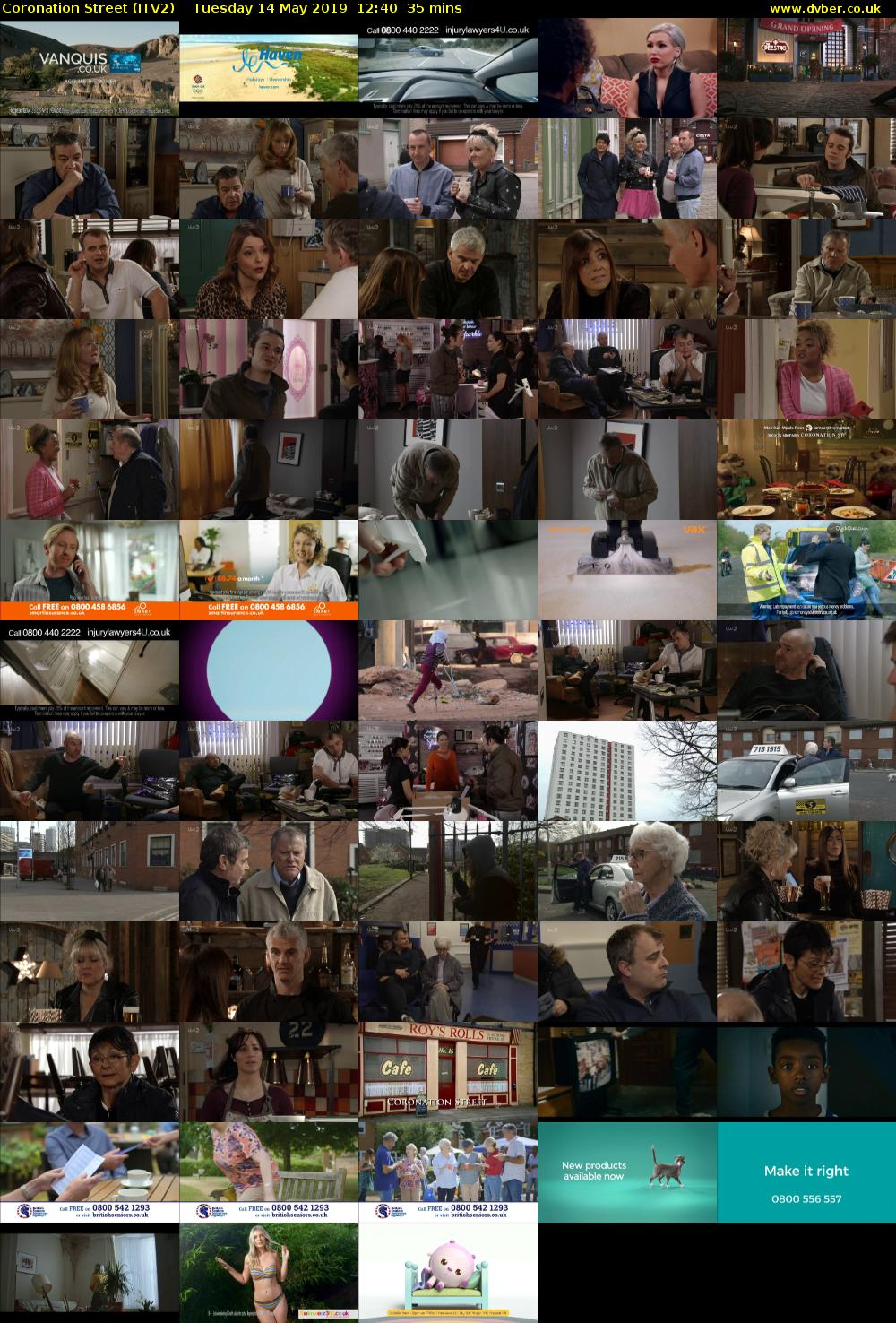 Coronation Street (ITV2) Tuesday 14 May 2019 12:40 - 13:15