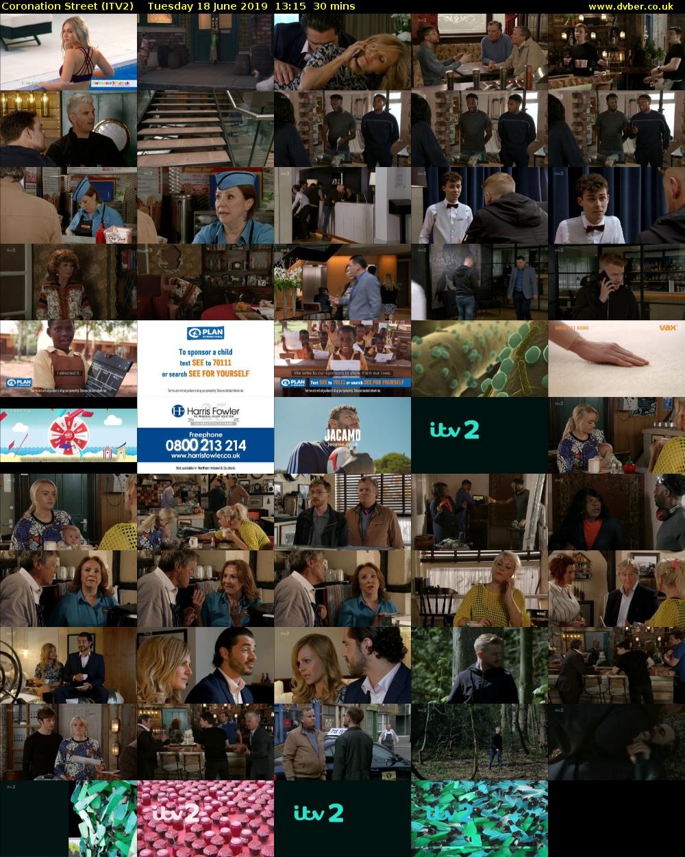 Coronation Street (ITV2) Tuesday 18 June 2019 13:15 - 13:45