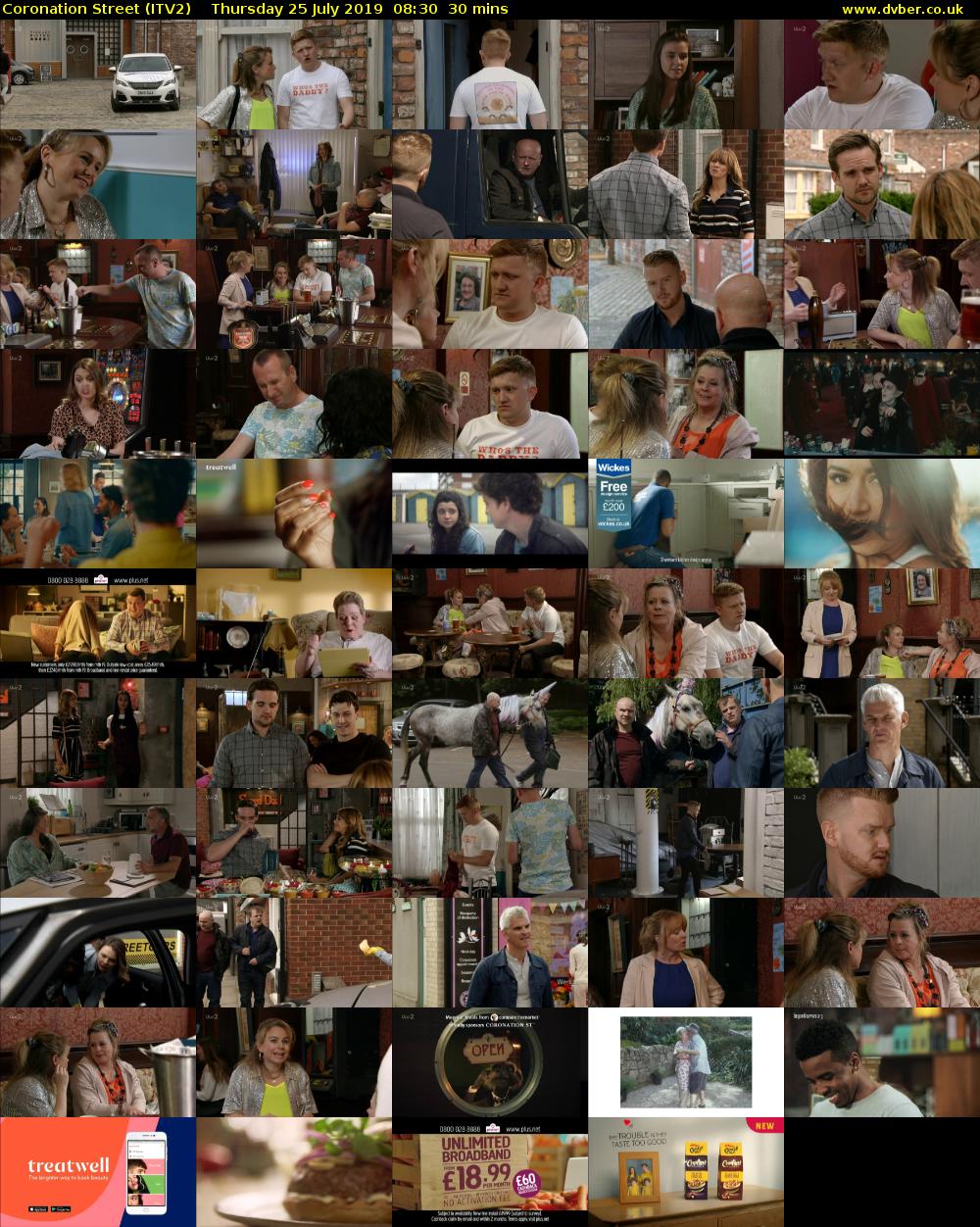 Coronation Street (ITV2) Thursday 25 July 2019 08:30 - 09:00