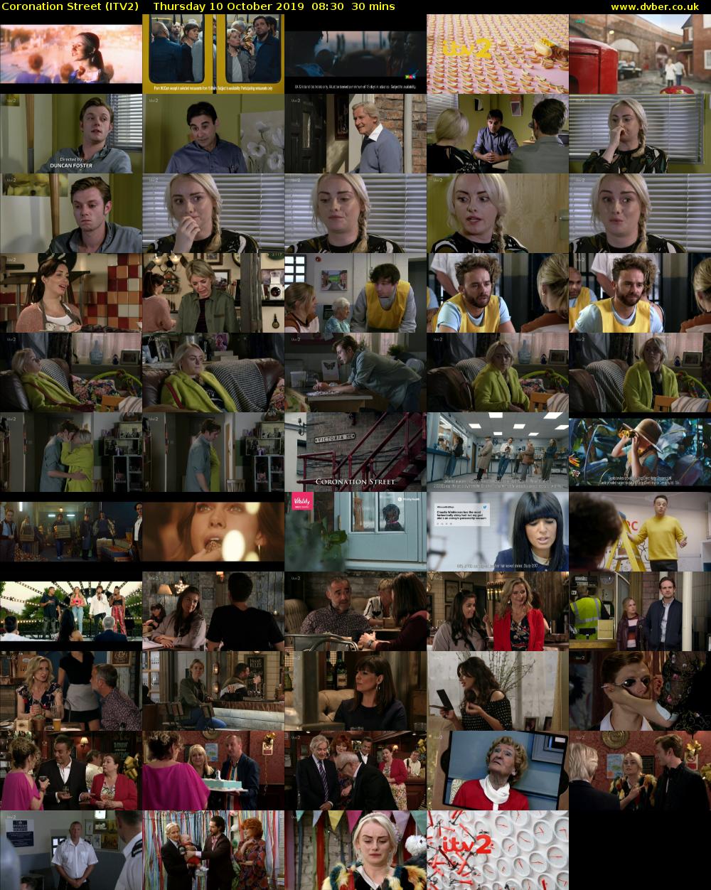 Coronation Street (ITV2) Thursday 10 October 2019 08:30 - 09:00