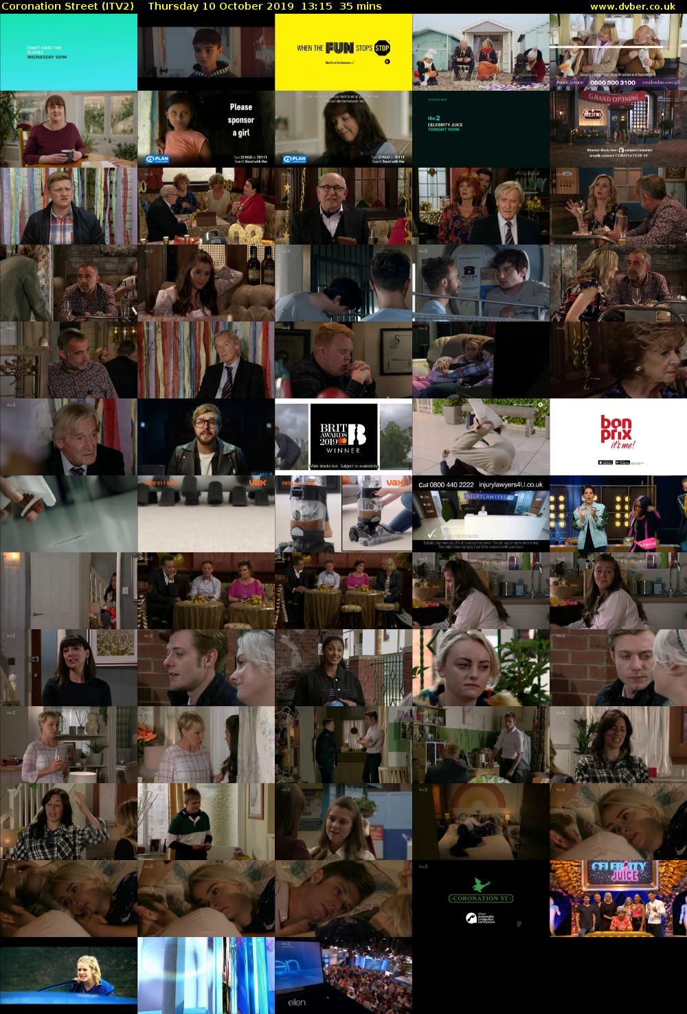 Coronation Street (ITV2) Thursday 10 October 2019 13:15 - 13:50
