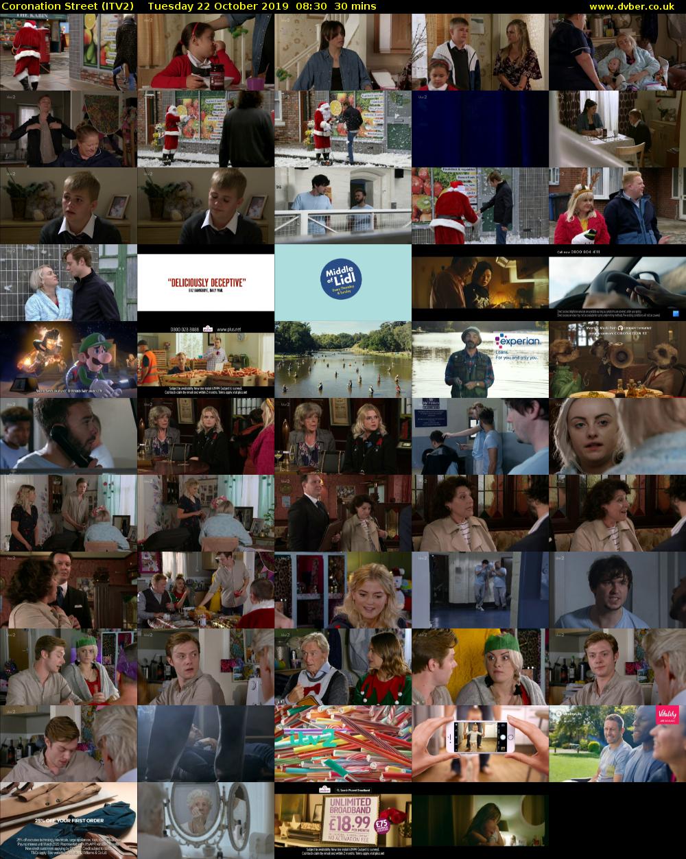 Coronation Street (ITV2) Tuesday 22 October 2019 08:30 - 09:00