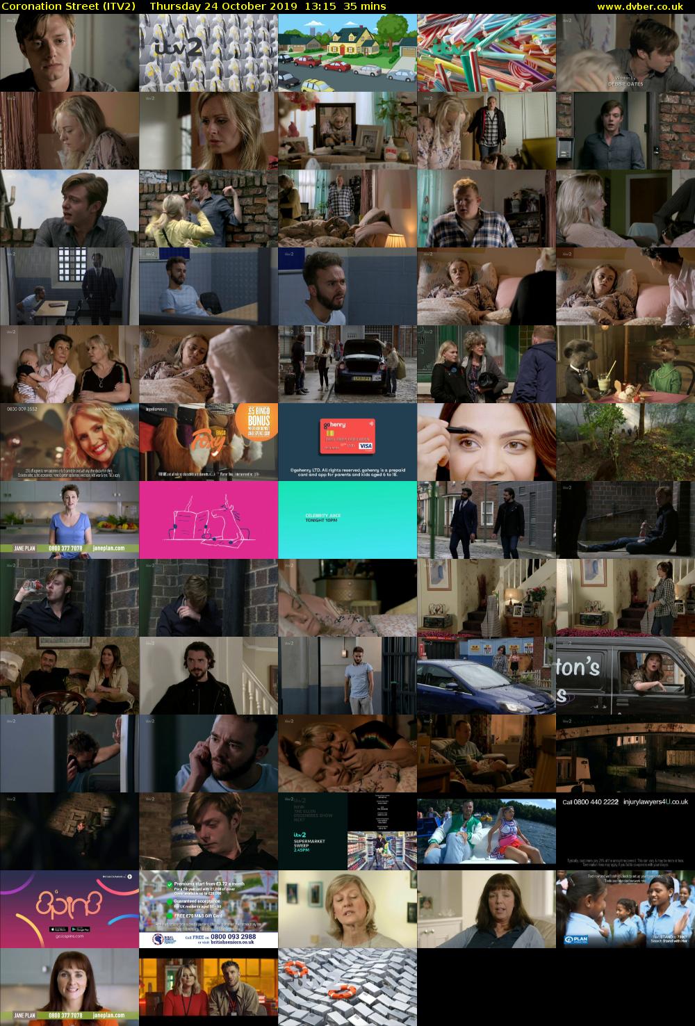 Coronation Street (ITV2) Thursday 24 October 2019 13:15 - 13:50