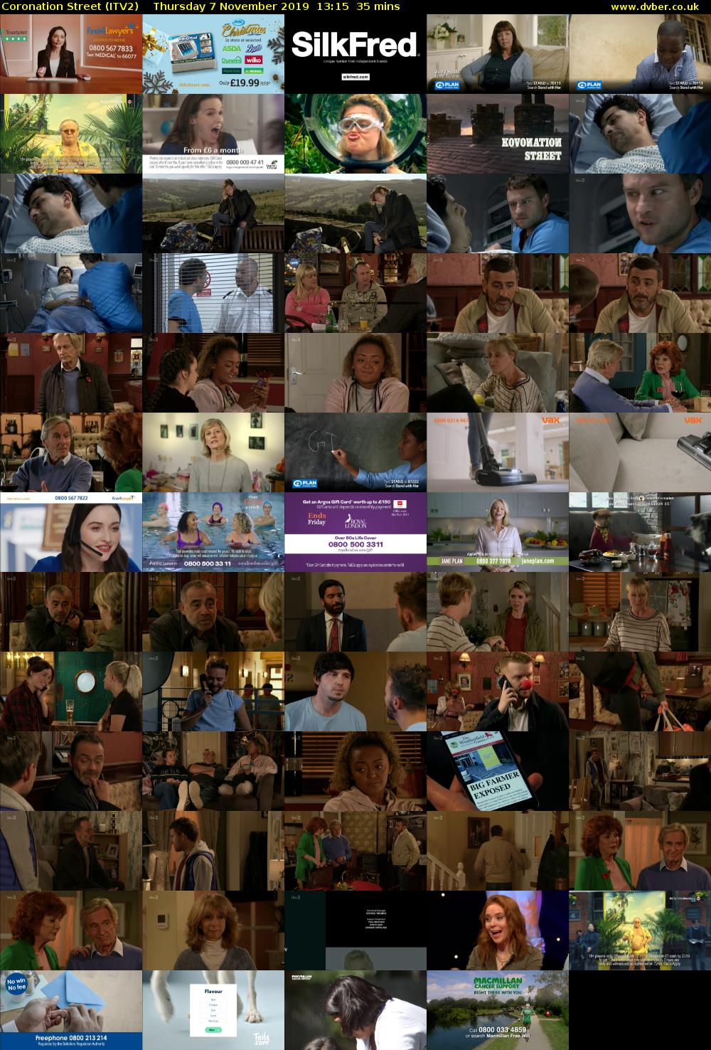 Coronation Street (ITV2) Thursday 7 November 2019 13:15 - 13:50