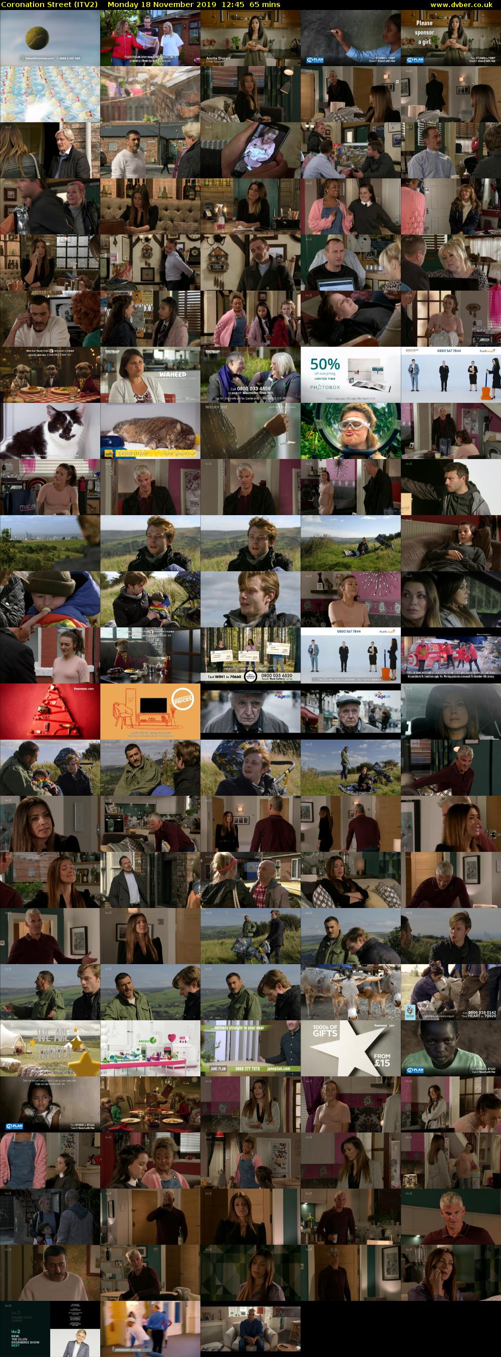 Coronation Street (ITV2) Monday 18 November 2019 12:45 - 13:50