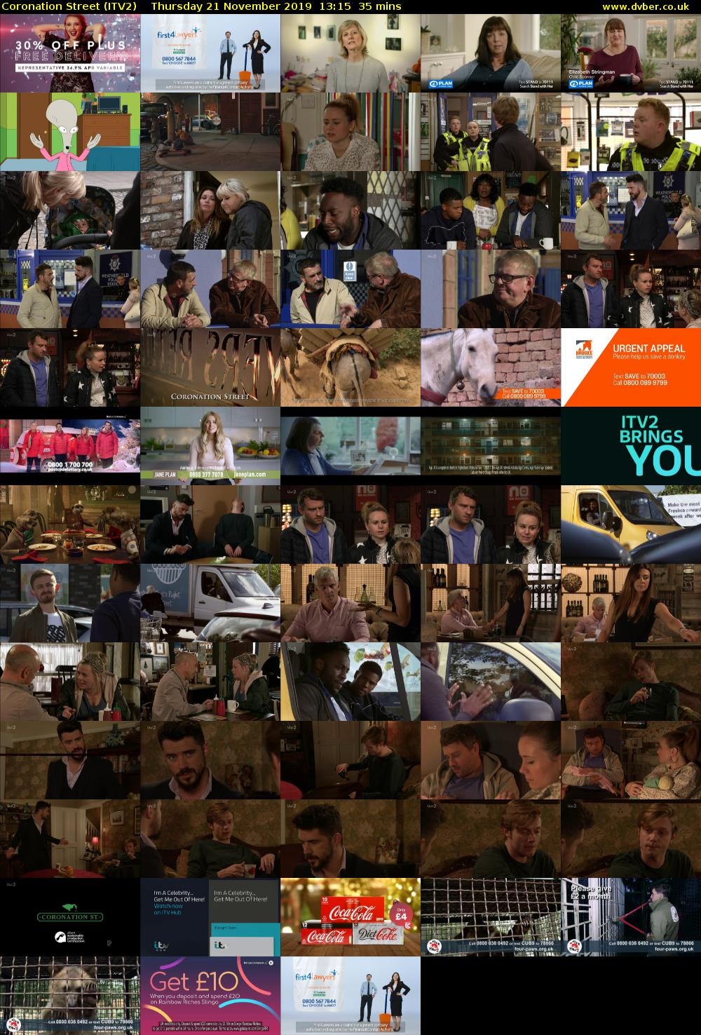 Coronation Street (ITV2) Thursday 21 November 2019 13:15 - 13:50