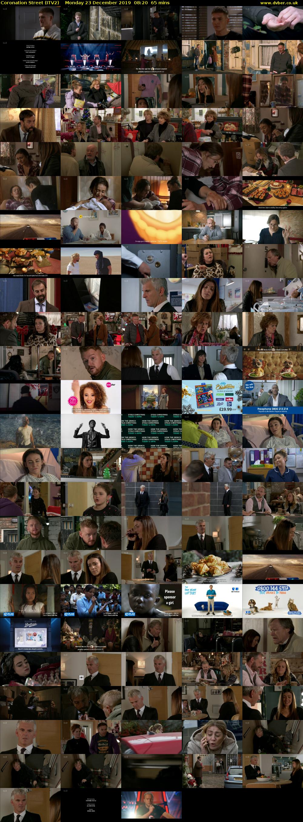 Coronation Street (ITV2) Monday 23 December 2019 08:20 - 09:25