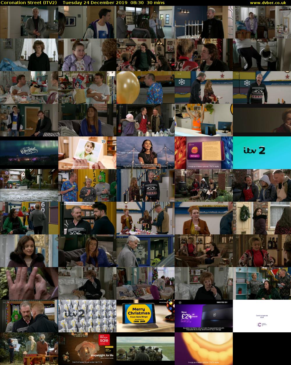 Coronation Street (ITV2) Tuesday 24 December 2019 08:30 - 09:00