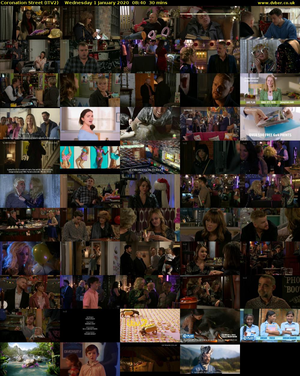 Coronation Street (ITV2) Wednesday 1 January 2020 08:40 - 09:10