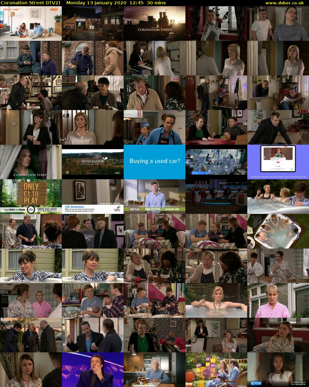 Coronation Street (ITV2) Monday 13 January 2020 12:45 - 13:15