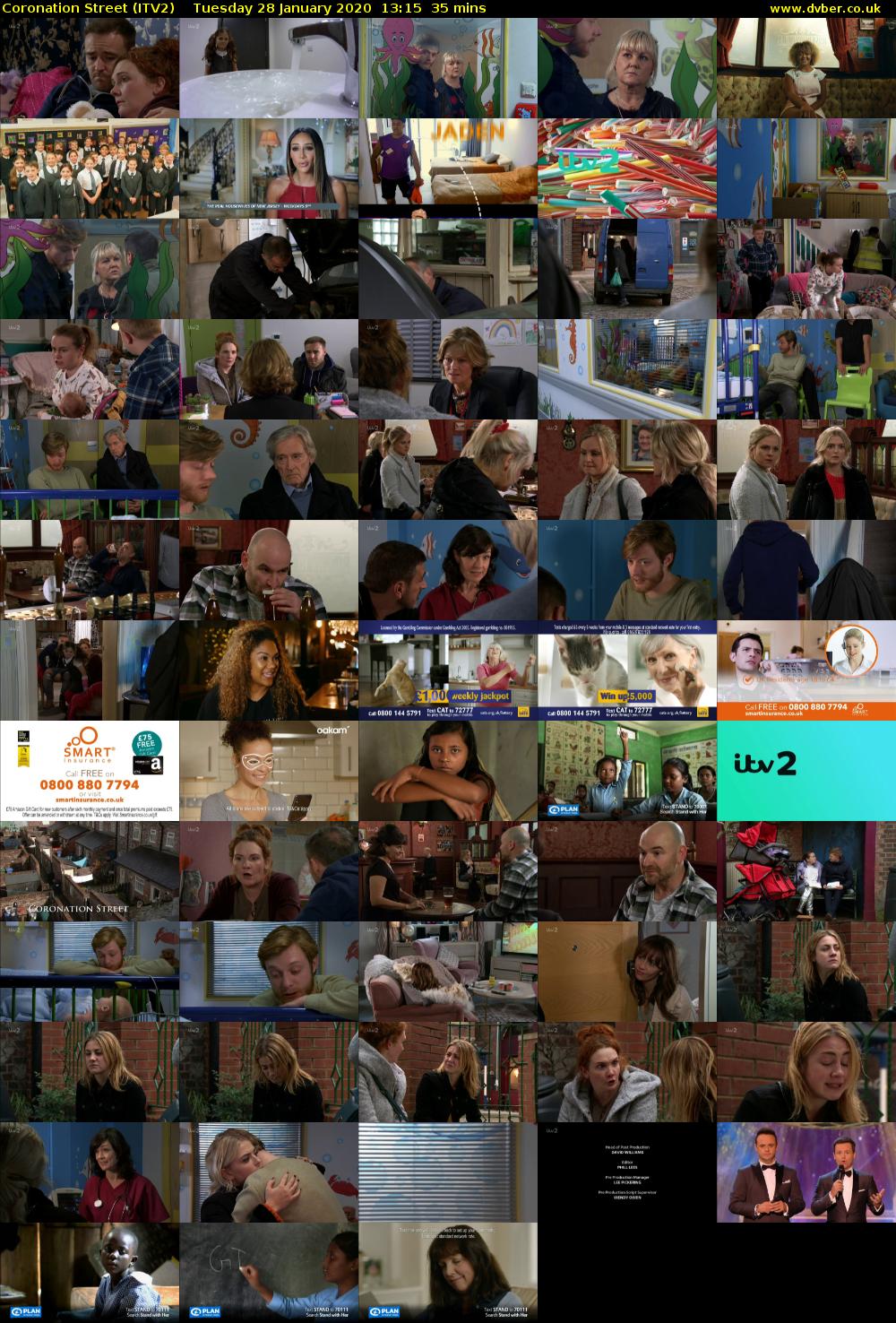 Coronation Street (ITV2) Tuesday 28 January 2020 13:15 - 13:50