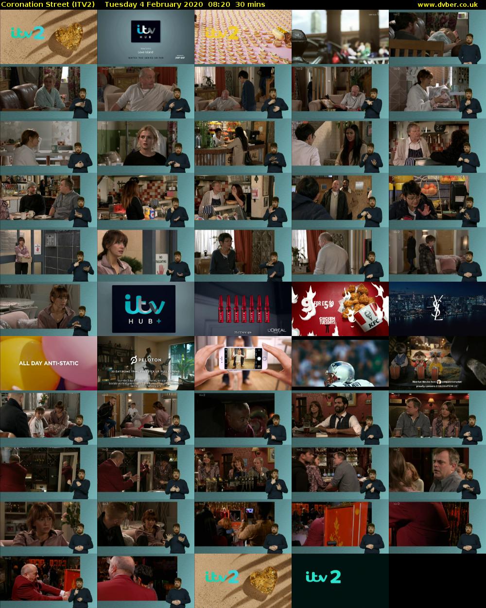 Coronation Street (ITV2) Tuesday 4 February 2020 08:20 - 08:50