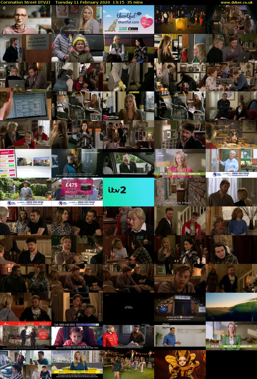 Coronation Street (ITV2) Tuesday 11 February 2020 13:15 - 13:50