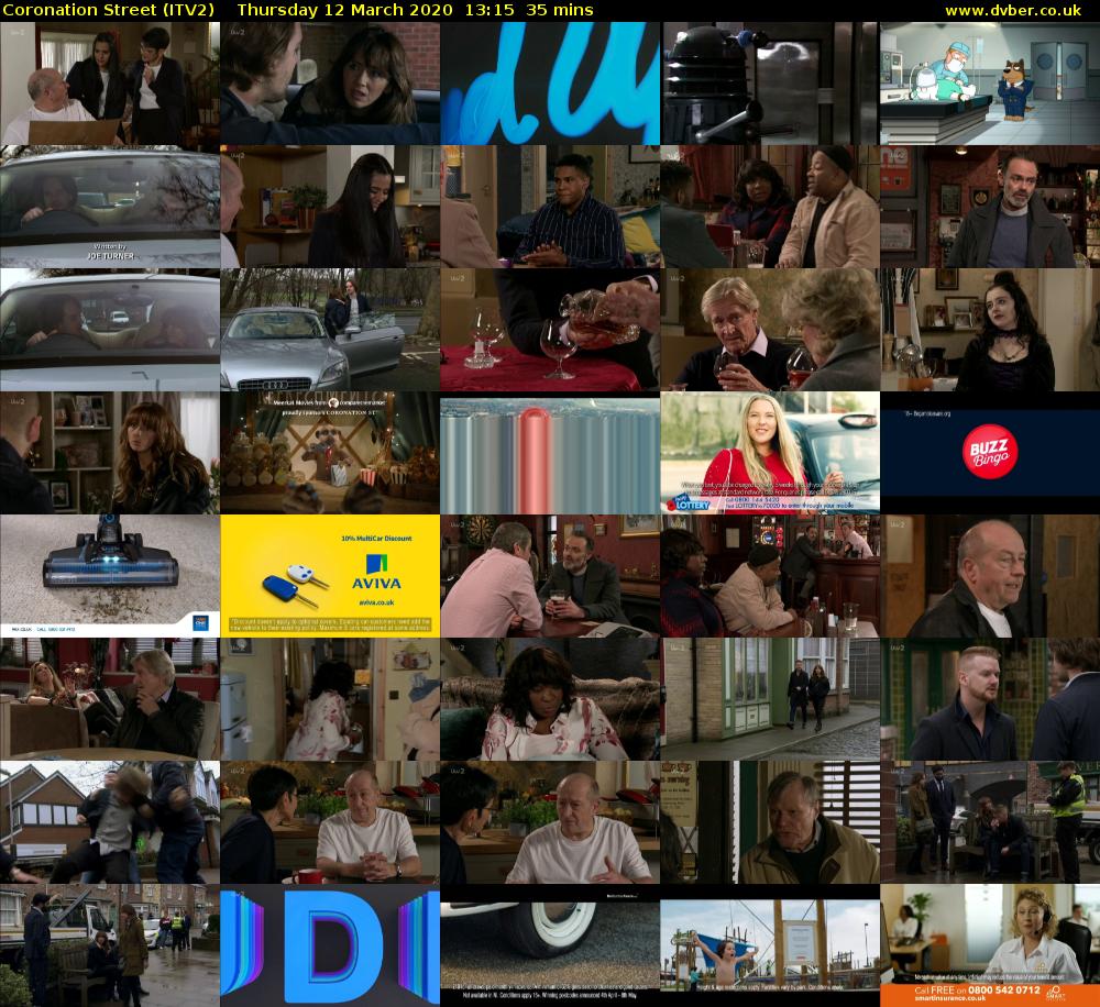 Coronation Street (ITV2) Thursday 12 March 2020 13:15 - 13:50