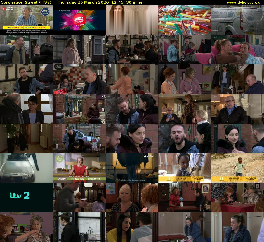 Coronation Street (ITV2) Thursday 26 March 2020 12:45 - 13:15