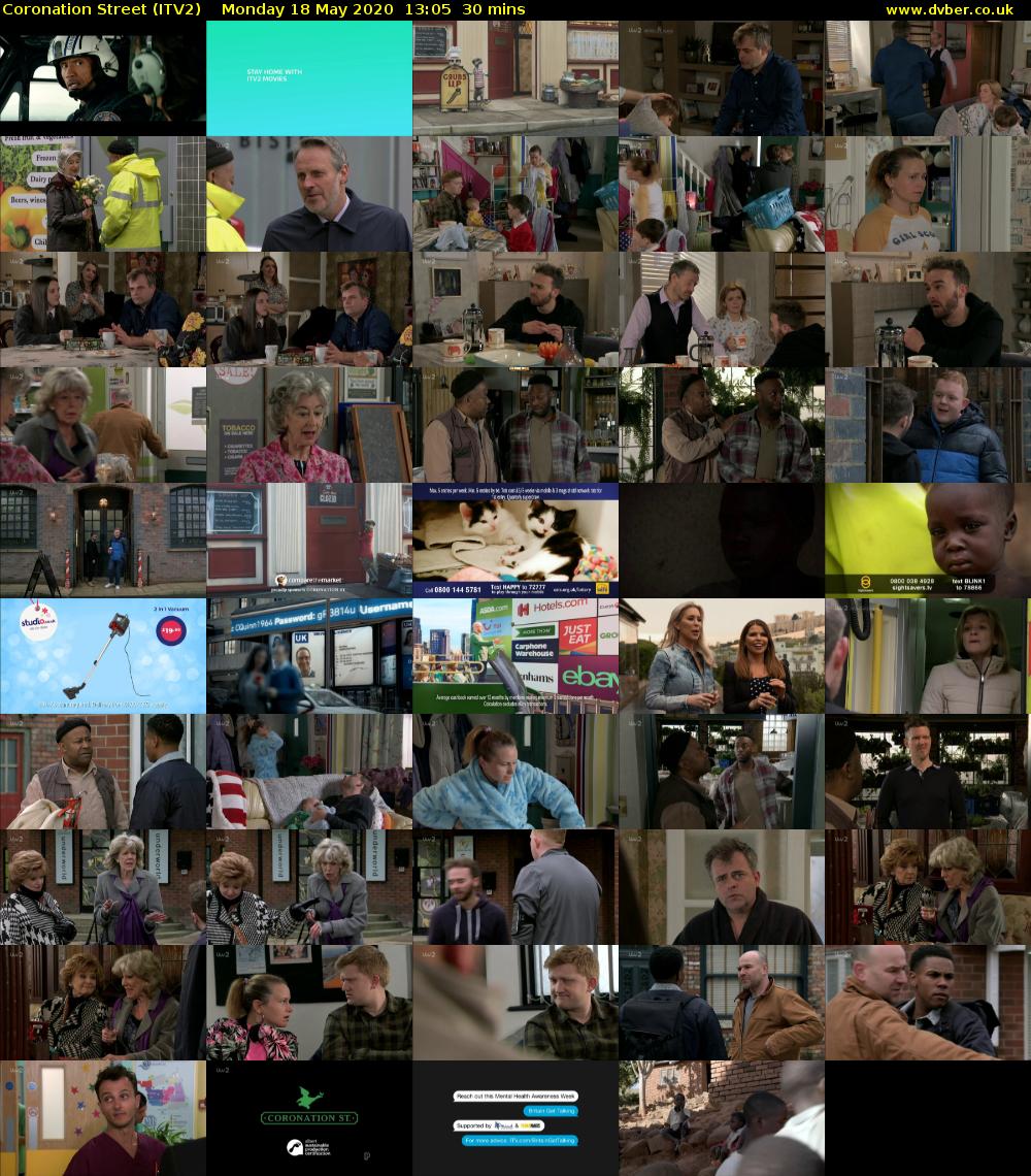 Coronation Street (ITV2) Monday 18 May 2020 13:05 - 13:35