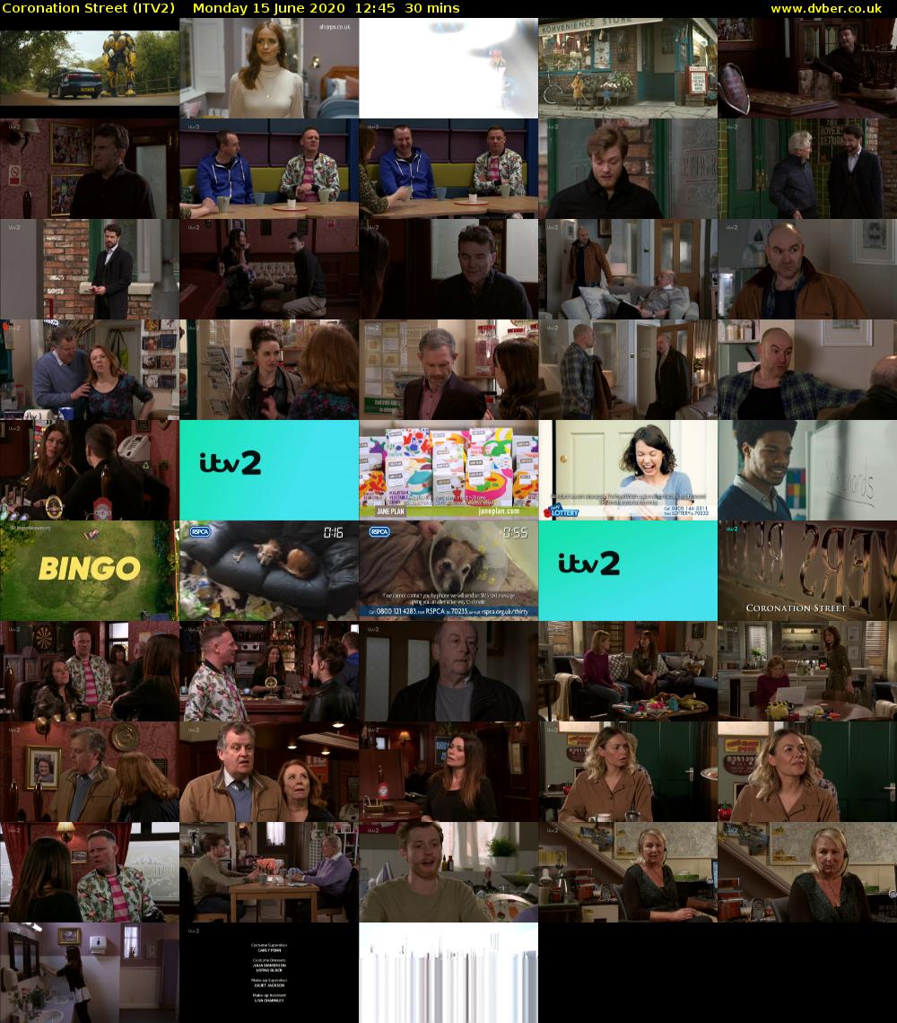 Coronation Street (ITV2) Monday 15 June 2020 12:45 - 13:15