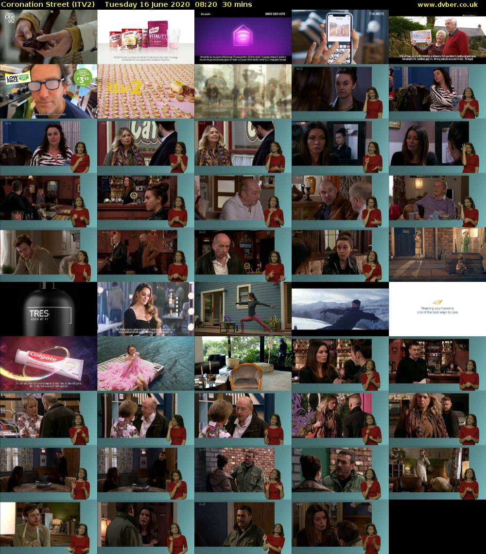 Coronation Street (ITV2) Tuesday 16 June 2020 08:20 - 08:50