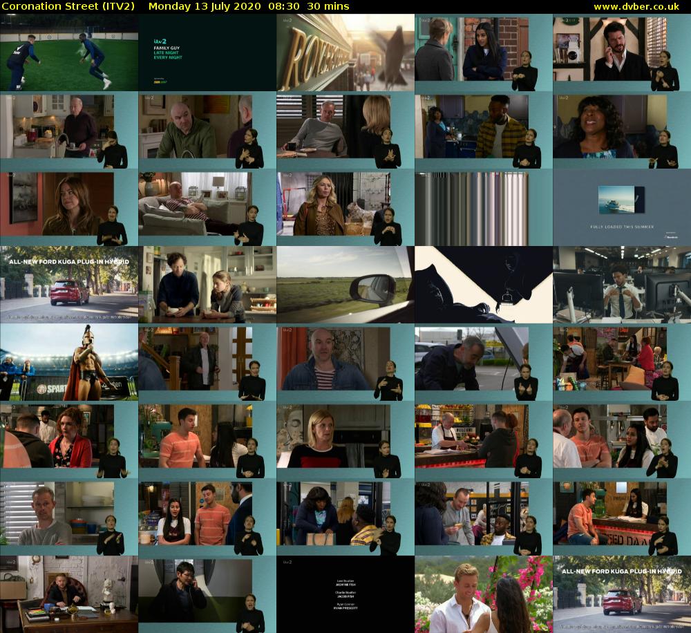 Coronation Street (ITV2) Monday 13 July 2020 08:30 - 09:00