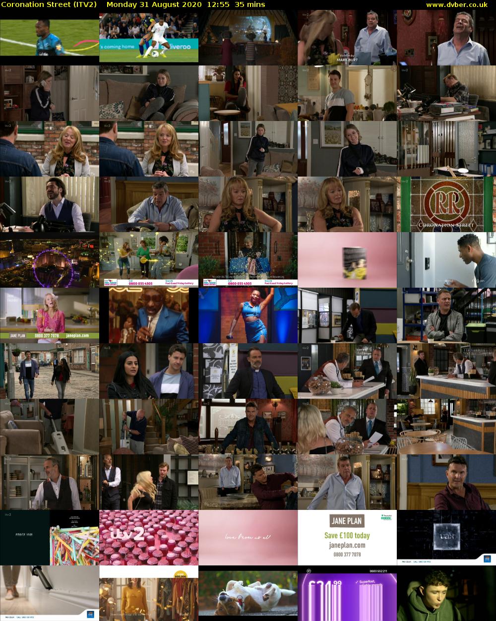 Coronation Street (ITV2) Monday 31 August 2020 12:55 - 13:30