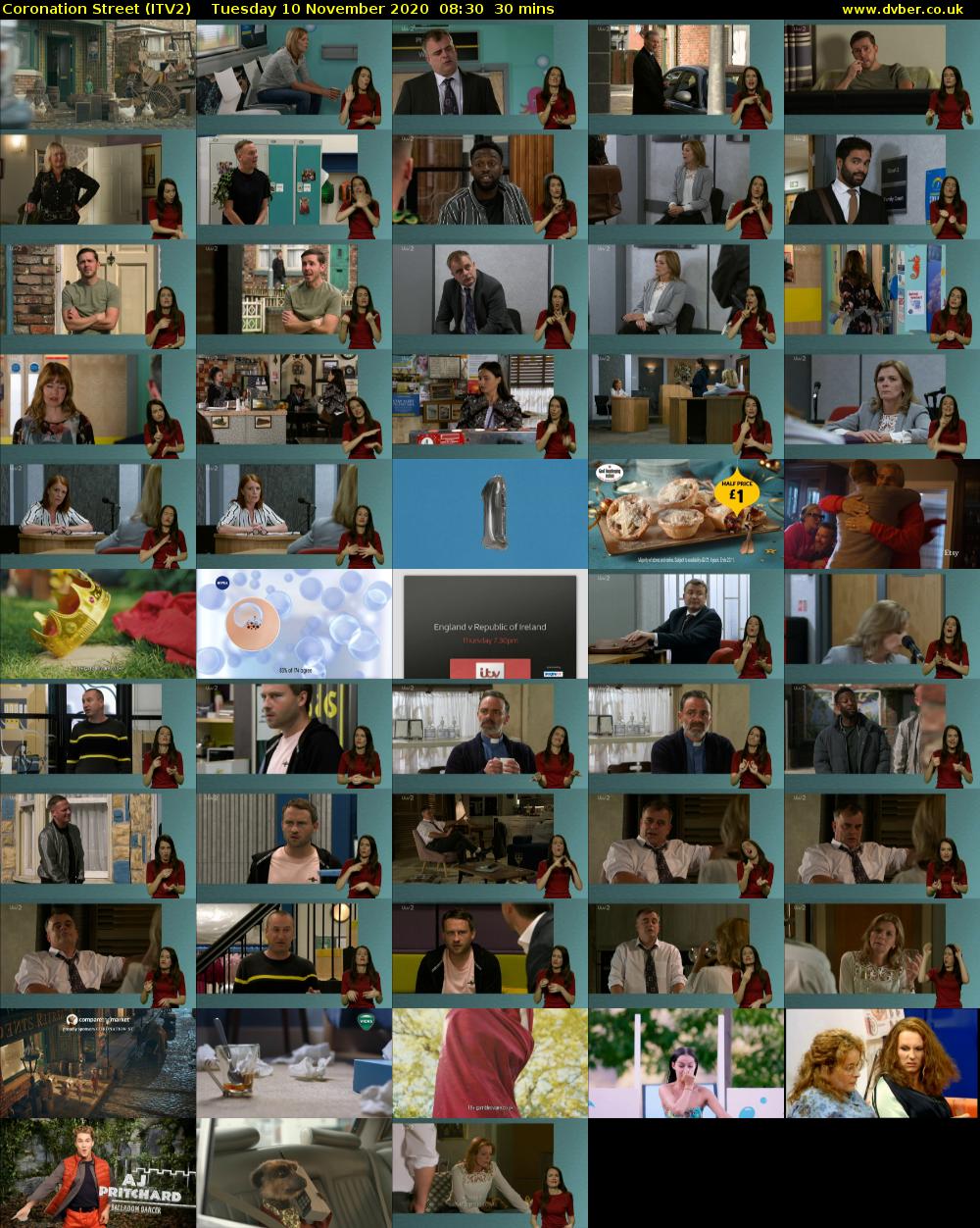 Coronation Street (ITV2) Tuesday 10 November 2020 08:30 - 09:00