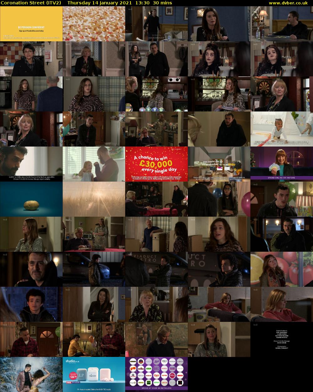 Coronation Street (ITV2) Thursday 14 January 2021 13:30 - 14:00