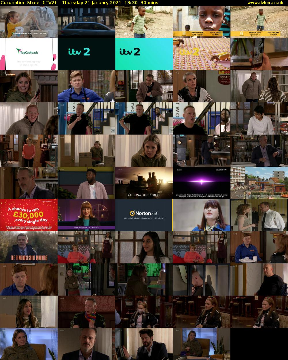 Coronation Street (ITV2) Thursday 21 January 2021 13:30 - 14:00