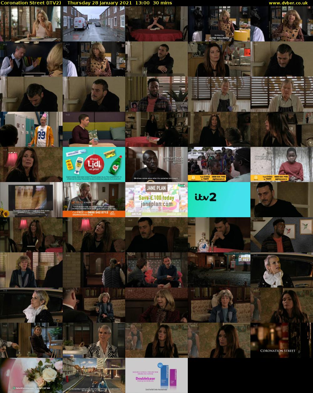Coronation Street (ITV2) Thursday 28 January 2021 13:00 - 13:30