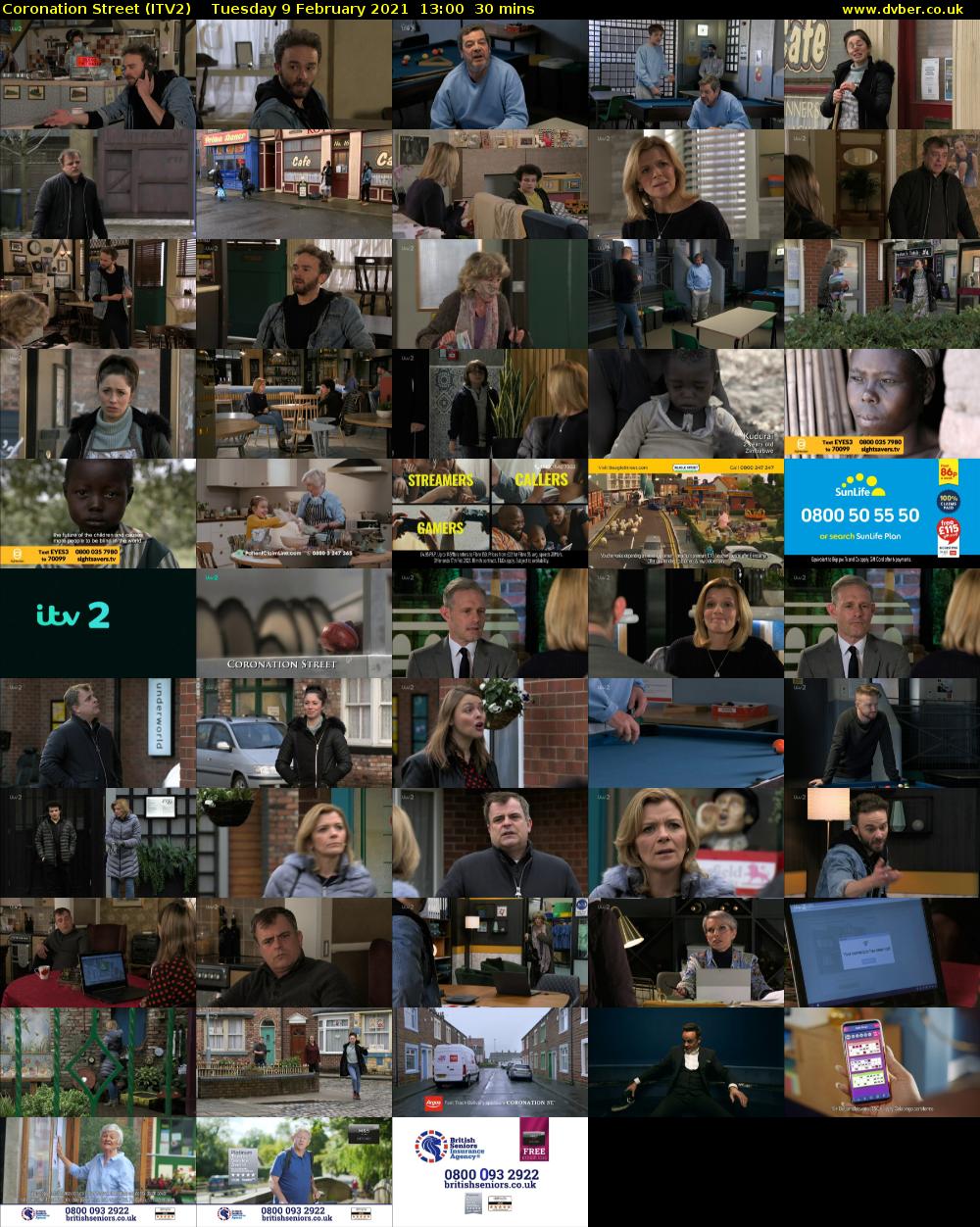 Coronation Street (ITV2) Tuesday 9 February 2021 13:00 - 13:30