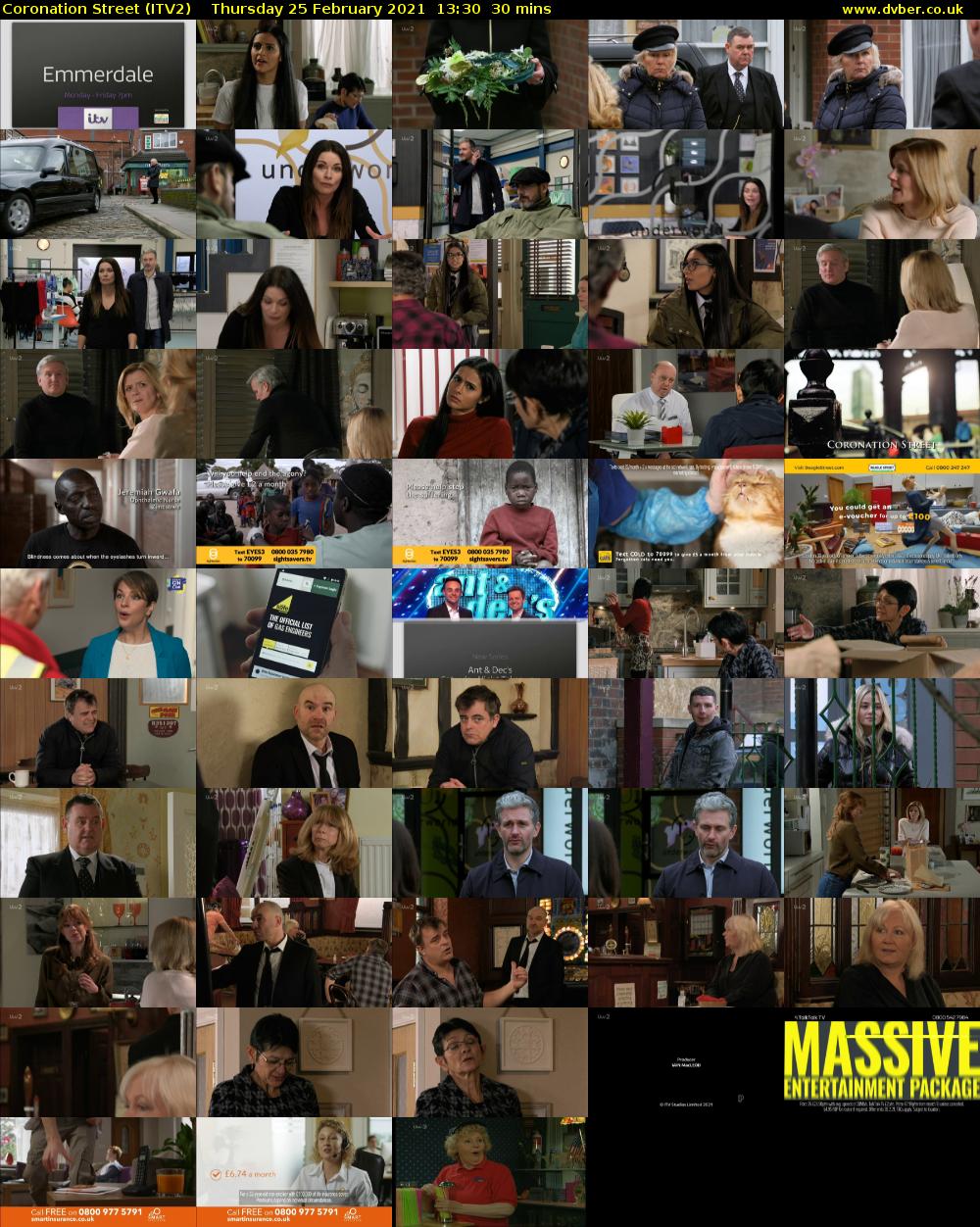 Coronation Street (ITV2) Thursday 25 February 2021 13:30 - 14:00