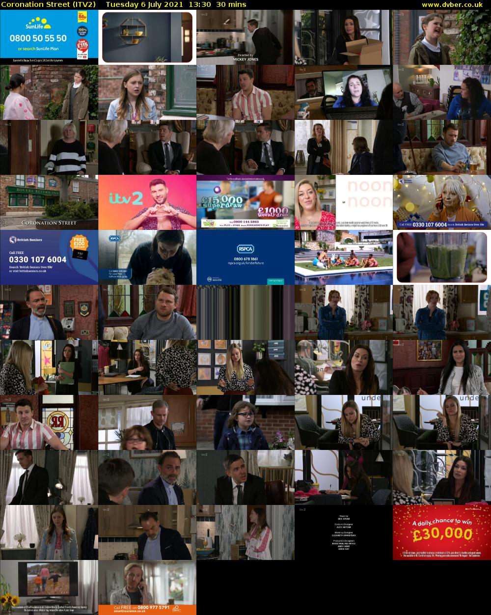 Coronation Street (ITV2) Tuesday 6 July 2021 13:30 - 14:00