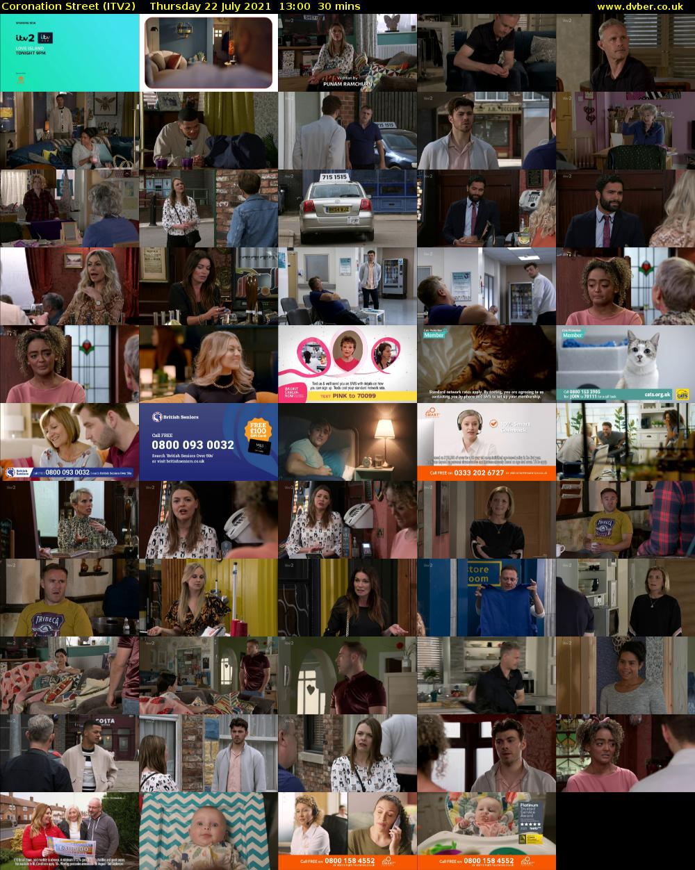 Coronation Street (ITV2) Thursday 22 July 2021 13:00 - 13:30