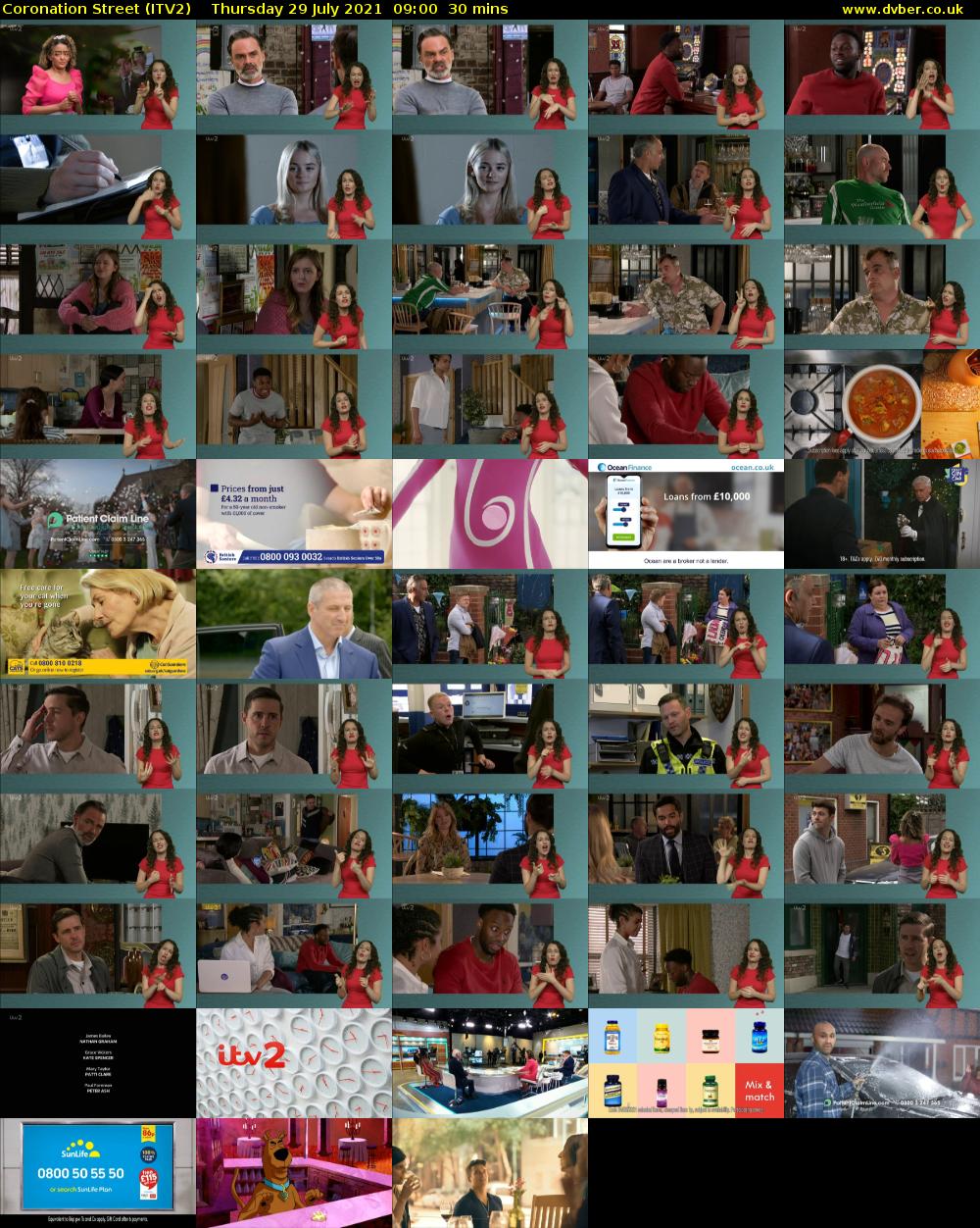 Coronation Street (ITV2) Thursday 29 July 2021 09:00 - 09:30