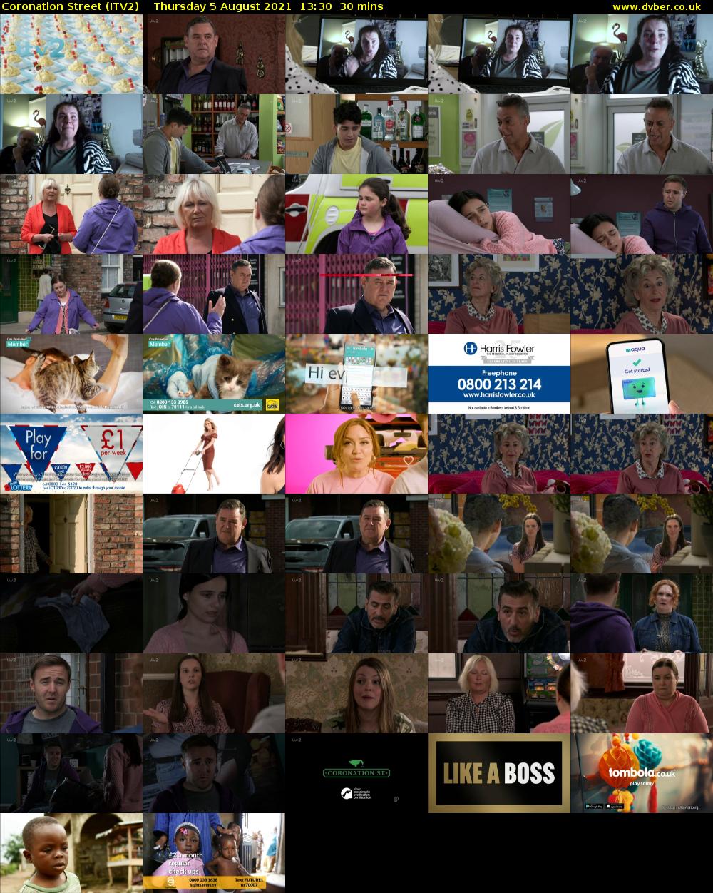 Coronation Street (ITV2) Thursday 5 August 2021 13:30 - 14:00
