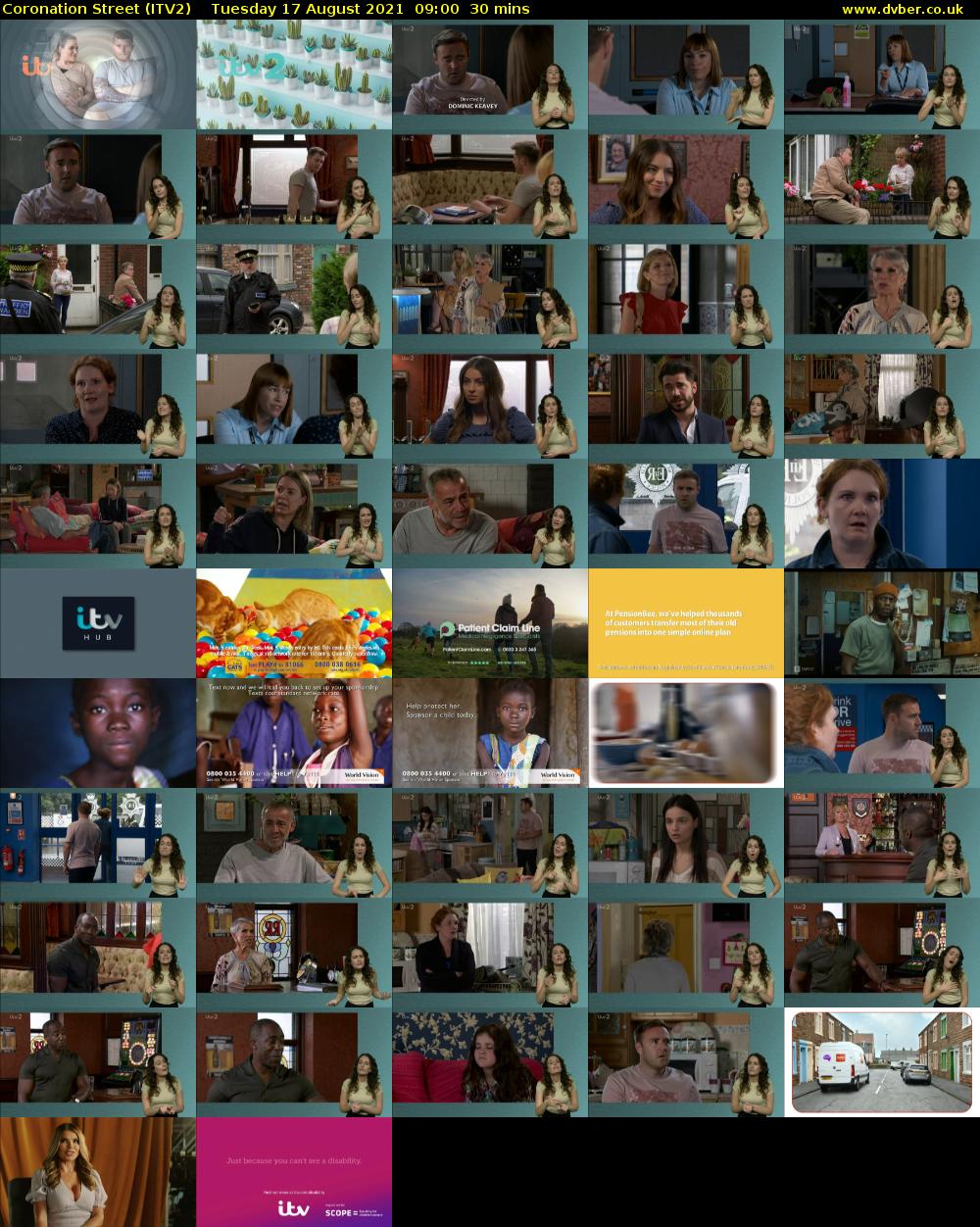 Coronation Street (ITV2) Tuesday 17 August 2021 09:00 - 09:30