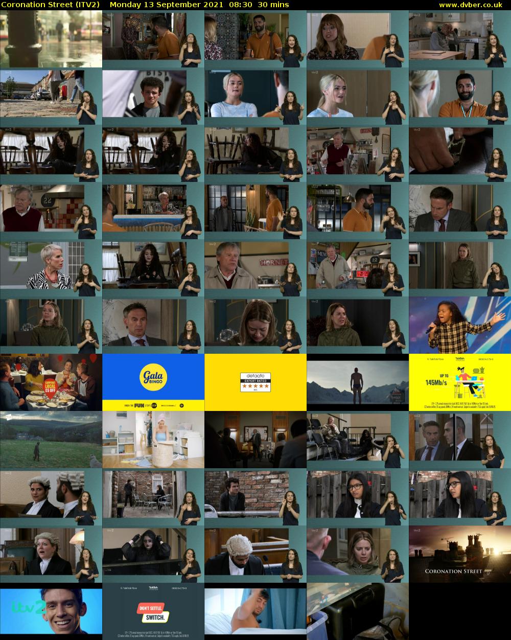 Coronation Street (ITV2) Monday 13 September 2021 08:30 - 09:00