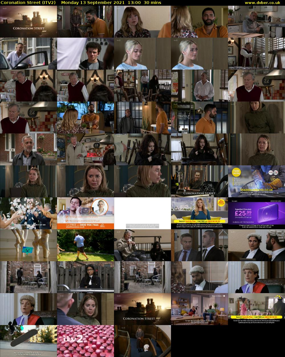 Coronation Street (ITV2) Monday 13 September 2021 13:00 - 13:30