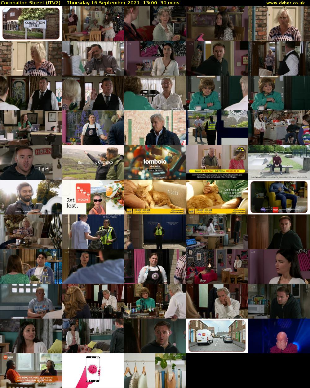 Coronation Street (ITV2) Thursday 16 September 2021 13:00 - 13:30
