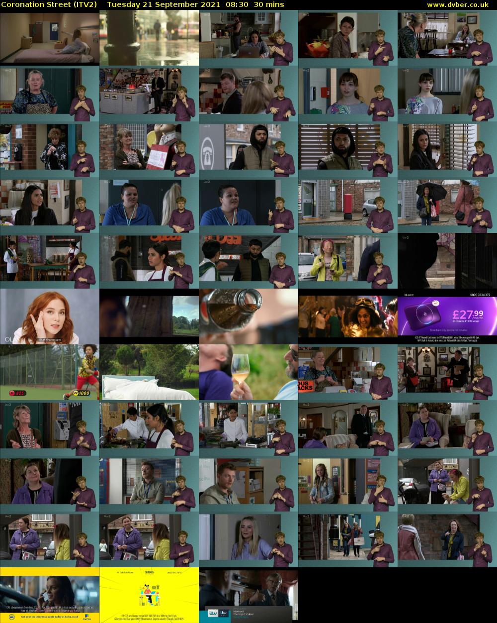 Coronation Street (ITV2) Tuesday 21 September 2021 08:30 - 09:00