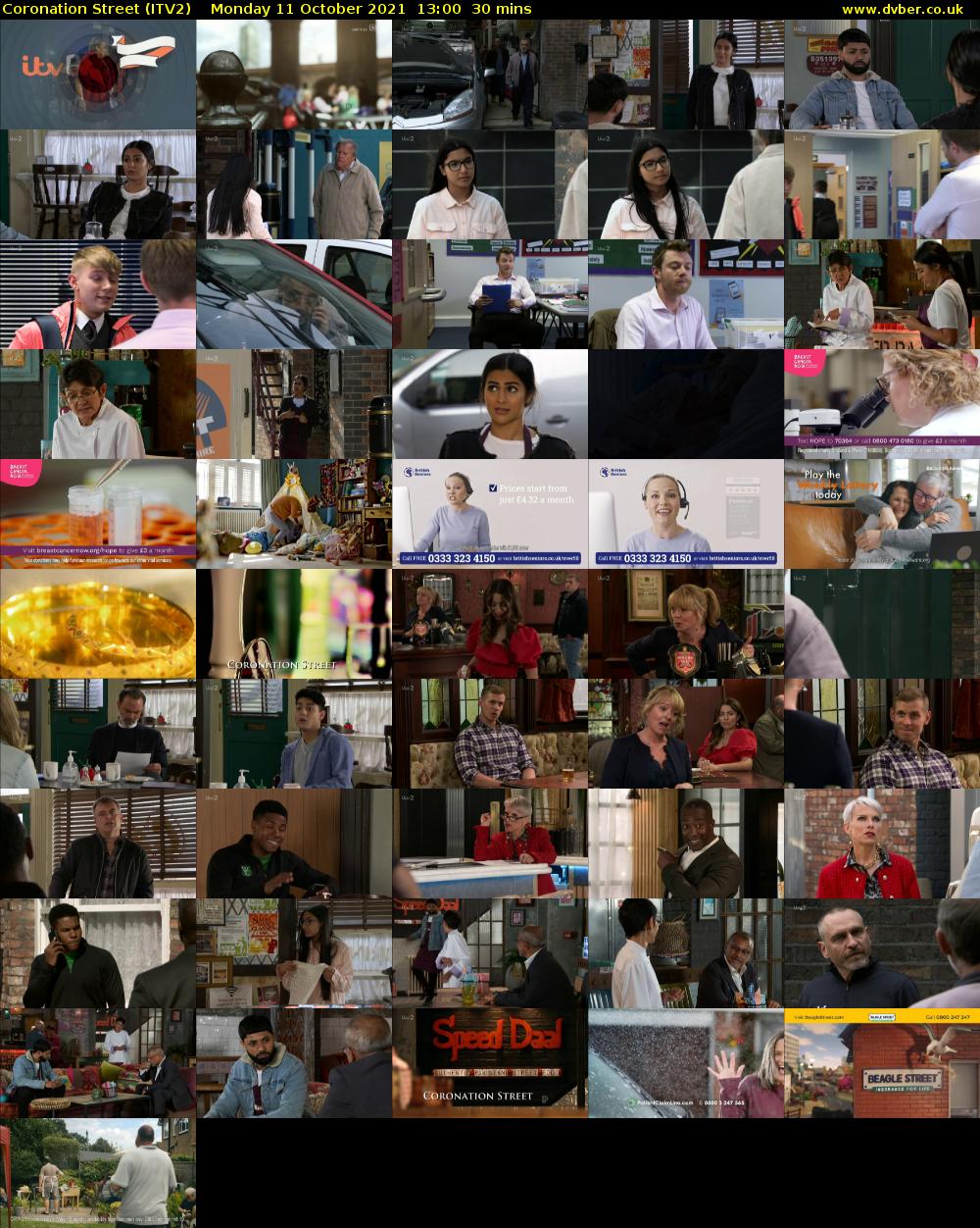 Coronation Street (ITV2) Monday 11 October 2021 13:00 - 13:30